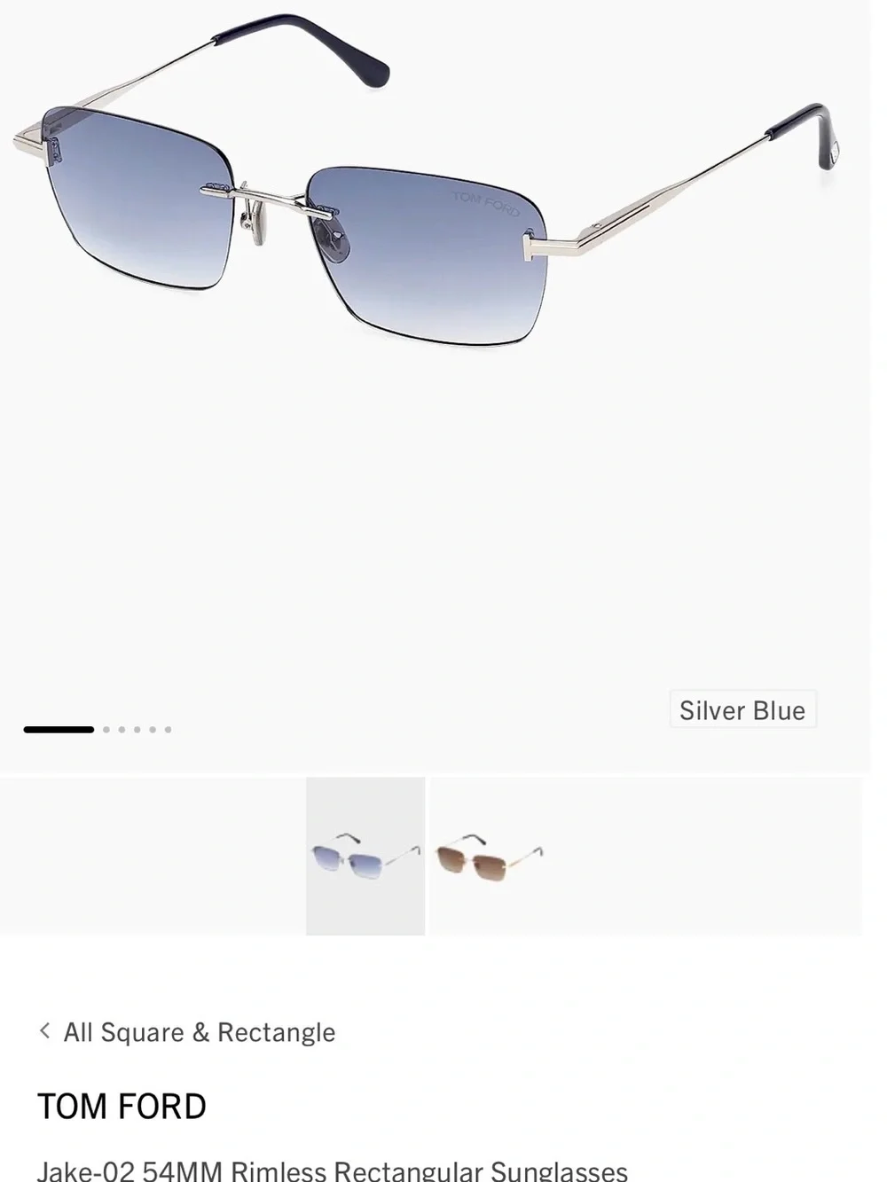 Tom Ford Jake Silver Rimless Sunglasses